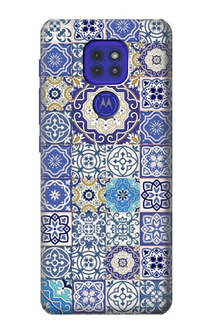 W3537 Moroccan Mosaic Pattern Hülle Schutzhülle Taschen und Leder Flip für Motorola Moto G9 Play