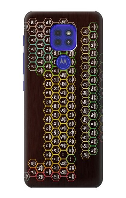 W3544 Neon Honeycomb Periodic Table Hülle Schutzhülle Taschen und Leder Flip für Motorola Moto G9 Play