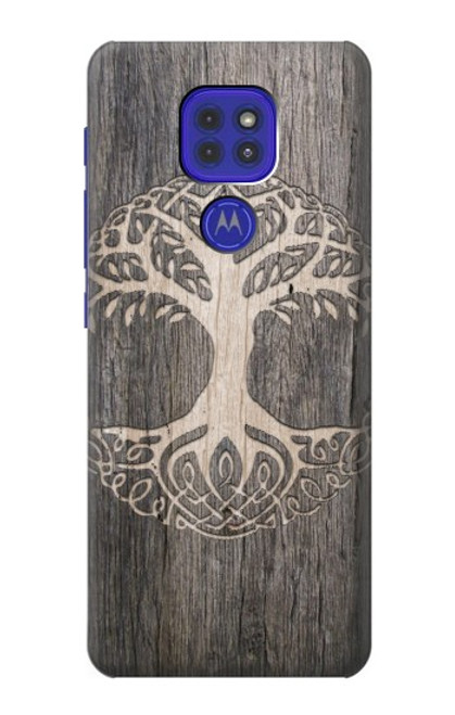 W3591 Viking Tree of Life Symbol Hülle Schutzhülle Taschen und Leder Flip für Motorola Moto G9 Play