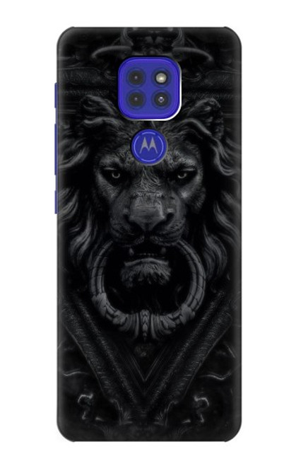 W3619 Dark Gothic Lion Hülle Schutzhülle Taschen und Leder Flip für Motorola Moto G9 Play