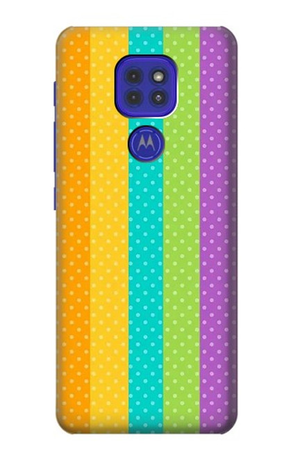 W3678 Colorful Rainbow Vertical Hülle Schutzhülle Taschen und Leder Flip für Motorola Moto G9 Play