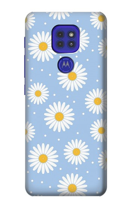 W3681 Daisy Flowers Pattern Hülle Schutzhülle Taschen und Leder Flip für Motorola Moto G9 Play