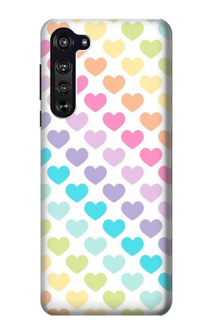 W3499 Colorful Heart Pattern Hülle Schutzhülle Taschen und Leder Flip für Motorola Edge