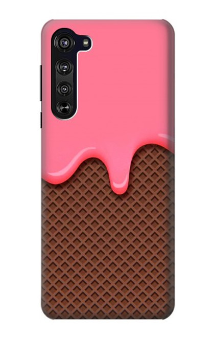 W3754 Strawberry Ice Cream Cone Hülle Schutzhülle Taschen und Leder Flip für Motorola Edge