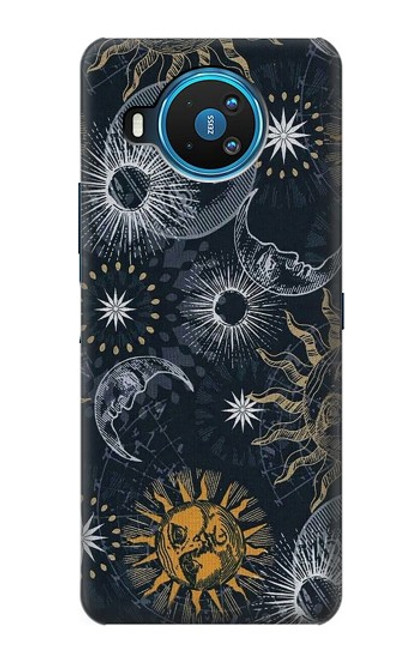 W3702 Moon and Sun Hülle Schutzhülle Taschen und Leder Flip für Nokia 8.3 5G
