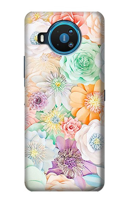 W3705 Pastel Floral Flower Hülle Schutzhülle Taschen und Leder Flip für Nokia 8.3 5G