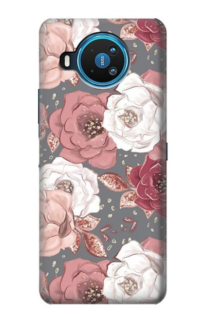 W3716 Rose Floral Pattern Hülle Schutzhülle Taschen und Leder Flip für Nokia 8.3 5G