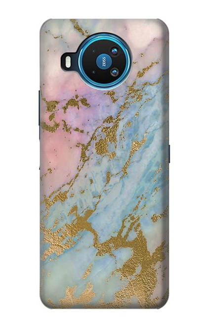W3717 Rose Gold Blue Pastel Marble Graphic Printed Hülle Schutzhülle Taschen und Leder Flip für Nokia 8.3 5G