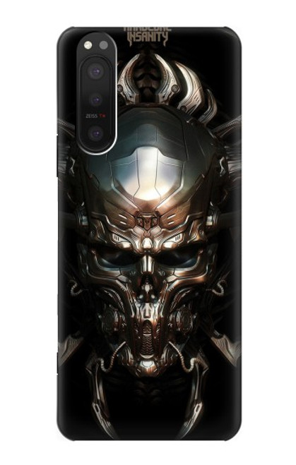 W1027 Hardcore Metal Skull Hülle Schutzhülle Taschen und Leder Flip für Sony Xperia 5 II