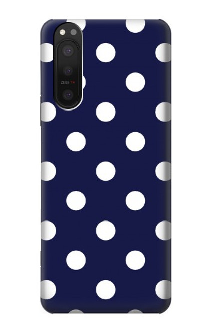 W3533 Blue Polka Dot Hülle Schutzhülle Taschen und Leder Flip für Sony Xperia 5 II