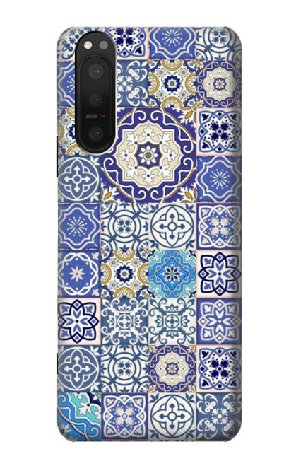 W3537 Moroccan Mosaic Pattern Hülle Schutzhülle Taschen und Leder Flip für Sony Xperia 5 II