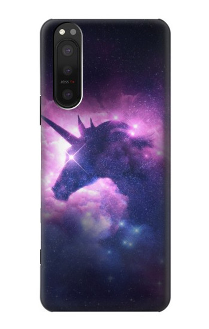 W3538 Unicorn Galaxy Hülle Schutzhülle Taschen und Leder Flip für Sony Xperia 5 II