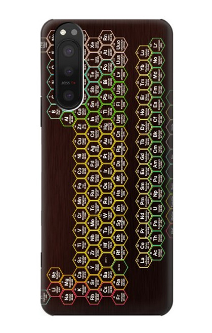 W3544 Neon Honeycomb Periodic Table Hülle Schutzhülle Taschen und Leder Flip für Sony Xperia 5 II