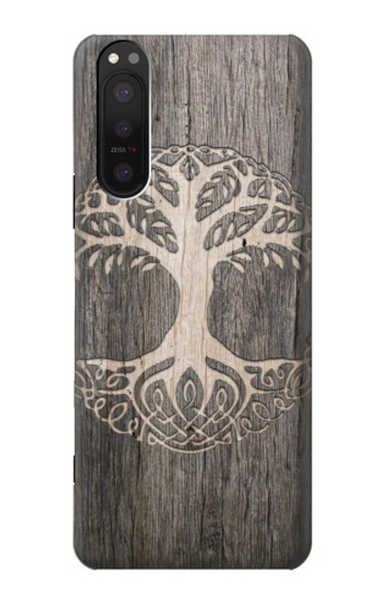 W3591 Viking Tree of Life Symbol Hülle Schutzhülle Taschen und Leder Flip für Sony Xperia 5 II