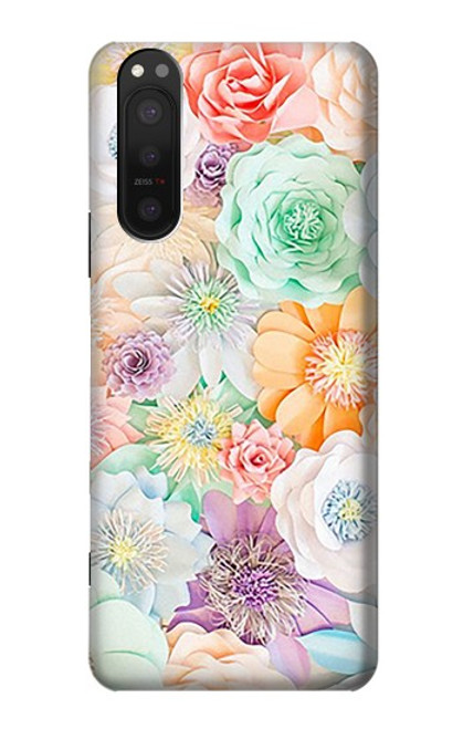 W3705 Pastel Floral Flower Hülle Schutzhülle Taschen und Leder Flip für Sony Xperia 5 II