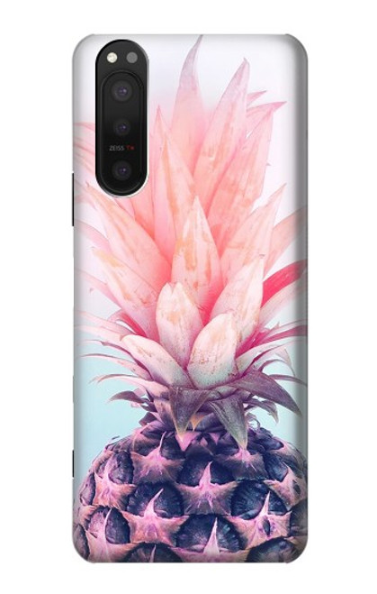 W3711 Pink Pineapple Hülle Schutzhülle Taschen und Leder Flip für Sony Xperia 5 II