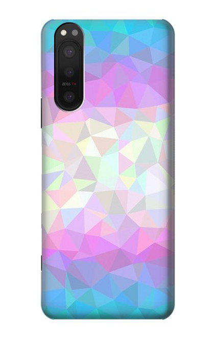 W3747 Trans Flag Polygon Hülle Schutzhülle Taschen und Leder Flip für Sony Xperia 5 II