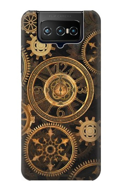 W3442 Clock Gear Hülle Schutzhülle Taschen und Leder Flip für ASUS ZenFone 7 Pro