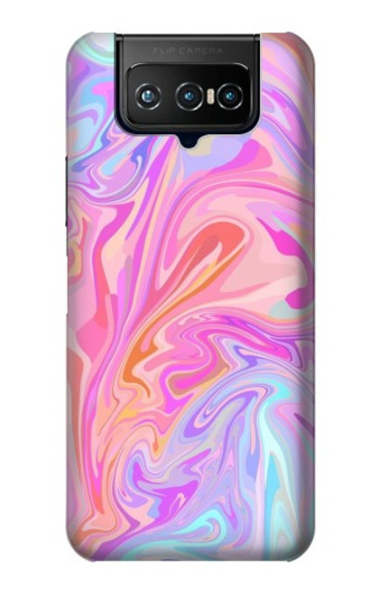 W3444 Digital Art Colorful Liquid Hülle Schutzhülle Taschen und Leder Flip für ASUS ZenFone 7 Pro