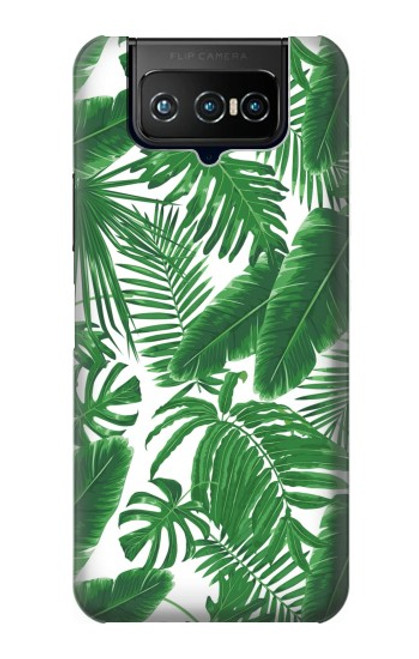 W3457 Paper Palm Monstera Hülle Schutzhülle Taschen und Leder Flip für ASUS ZenFone 7 Pro