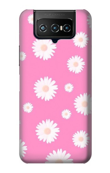 W3500 Pink Floral Pattern Hülle Schutzhülle Taschen und Leder Flip für ASUS ZenFone 7 Pro
