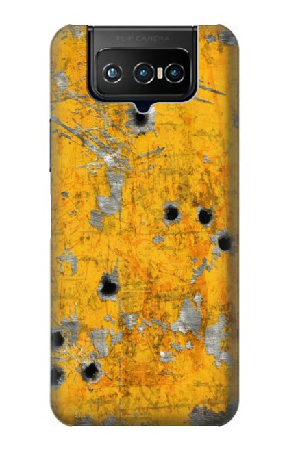 W3528 Bullet Rusting Yellow Metal Hülle Schutzhülle Taschen und Leder Flip für ASUS ZenFone 7 Pro