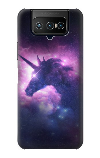 W3538 Unicorn Galaxy Hülle Schutzhülle Taschen und Leder Flip für ASUS ZenFone 7 Pro