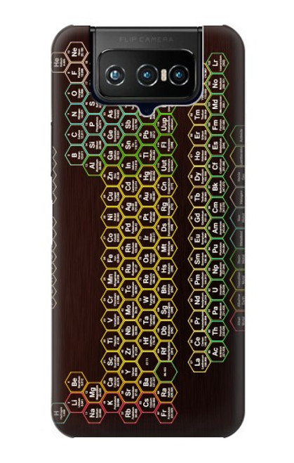 W3544 Neon Honeycomb Periodic Table Hülle Schutzhülle Taschen und Leder Flip für ASUS ZenFone 7 Pro
