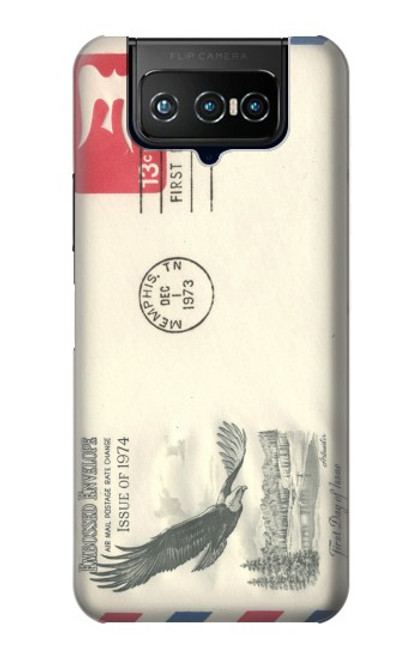 W3551 Vintage Airmail Envelope Art Hülle Schutzhülle Taschen und Leder Flip für ASUS ZenFone 7 Pro