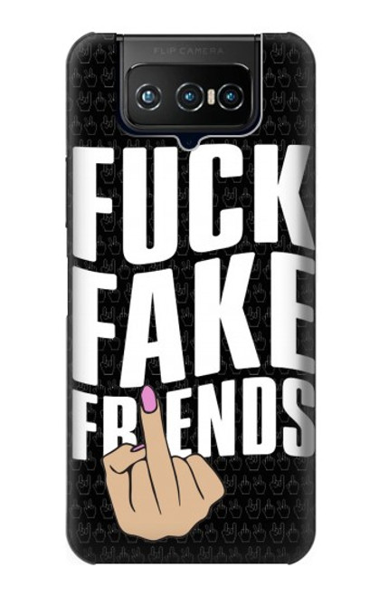 W3598 Middle Finger Fuck Fake Friend Hülle Schutzhülle Taschen und Leder Flip für ASUS ZenFone 7 Pro