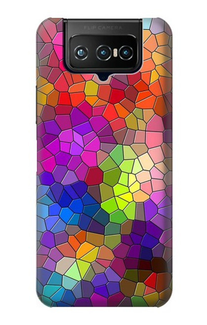 W3677 Colorful Brick Mosaics Hülle Schutzhülle Taschen und Leder Flip für ASUS ZenFone 7 Pro