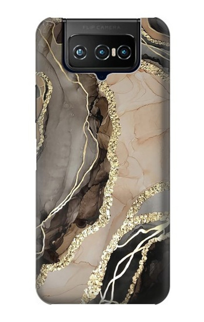 W3700 Marble Gold Graphic Printed Hülle Schutzhülle Taschen und Leder Flip für ASUS ZenFone 7 Pro