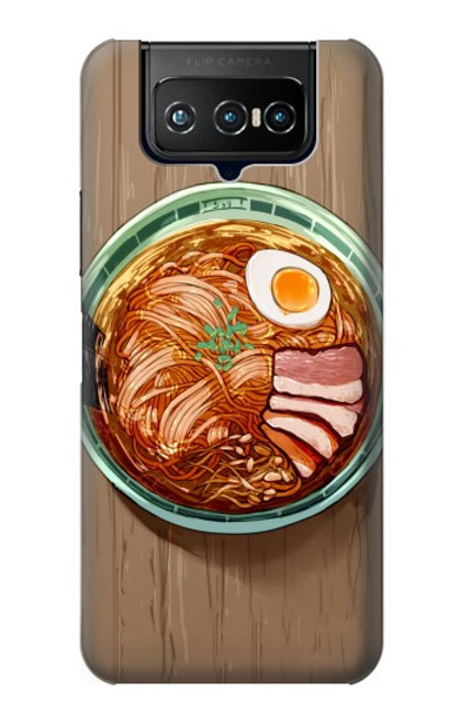 W3756 Ramen Noodles Hülle Schutzhülle Taschen und Leder Flip für ASUS ZenFone 7 Pro