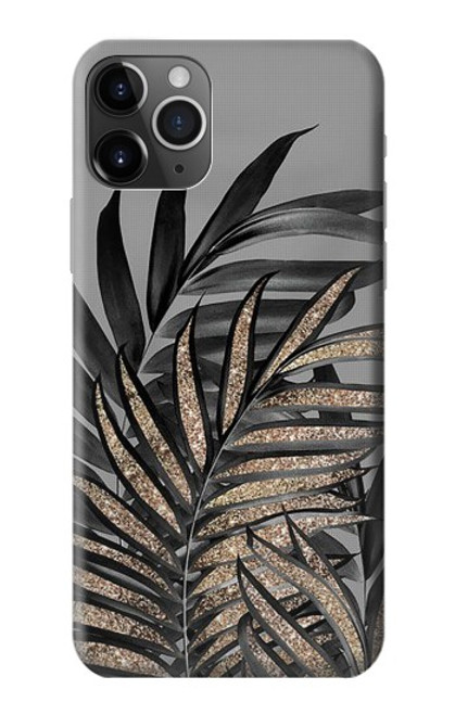 W3692 Gray Black Palm Leaves Hülle Schutzhülle Taschen und Leder Flip für iPhone 11 Pro