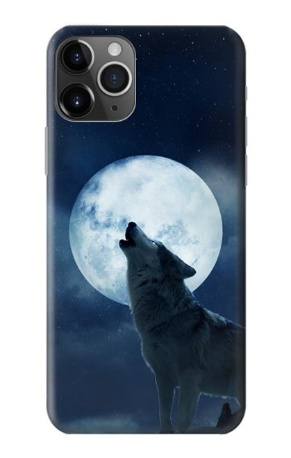 W3693 Grim White Wolf Full Moon Hülle Schutzhülle Taschen und Leder Flip für iPhone 11 Pro