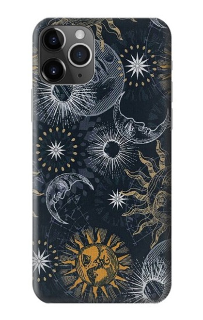 W3702 Moon and Sun Hülle Schutzhülle Taschen und Leder Flip für iPhone 11 Pro