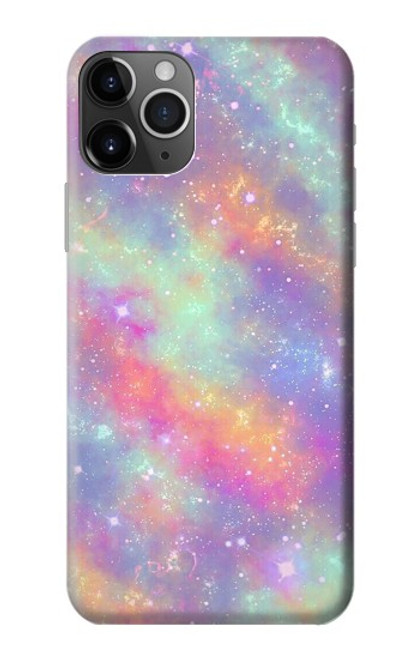W3706 Pastel Rainbow Galaxy Pink Sky Hülle Schutzhülle Taschen und Leder Flip für iPhone 11 Pro