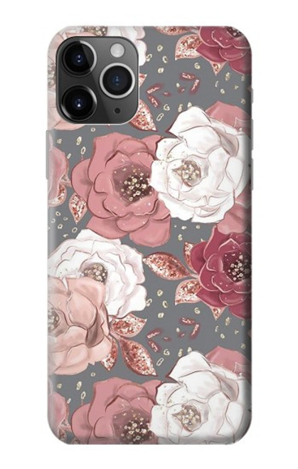 W3716 Rose Floral Pattern Hülle Schutzhülle Taschen und Leder Flip für iPhone 11 Pro