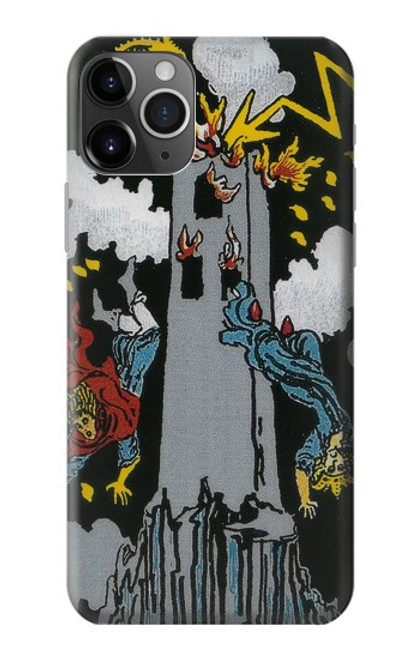 W3745 Tarot Card The Tower Hülle Schutzhülle Taschen und Leder Flip für iPhone 11 Pro