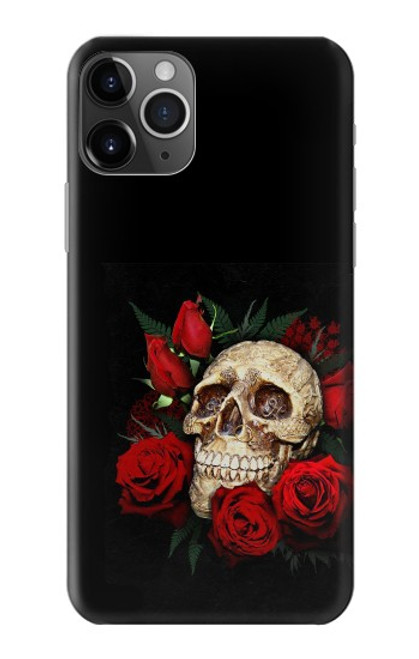 W3753 Dark Gothic Goth Skull Roses Hülle Schutzhülle Taschen und Leder Flip für iPhone 11 Pro