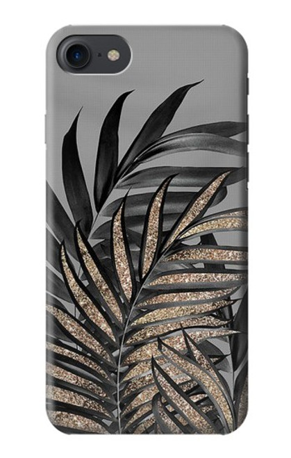 W3692 Gray Black Palm Leaves Hülle Schutzhülle Taschen und Leder Flip für iPhone 7, iPhone 8, iPhone SE (2020) (2022)