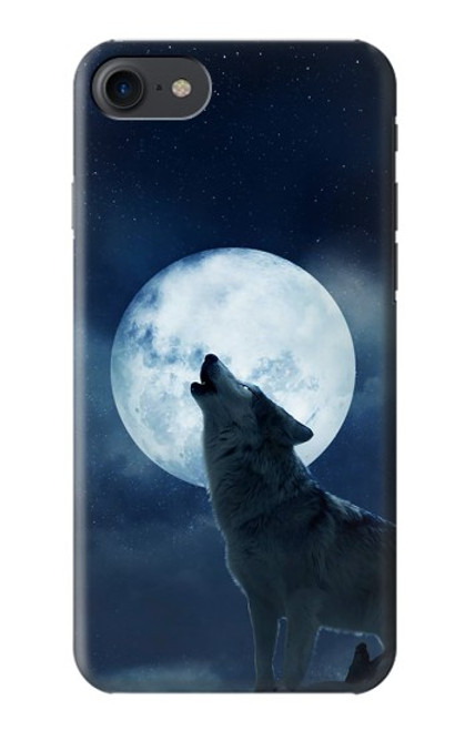 W3693 Grim White Wolf Full Moon Hülle Schutzhülle Taschen und Leder Flip für iPhone 7, iPhone 8, iPhone SE (2020) (2022)