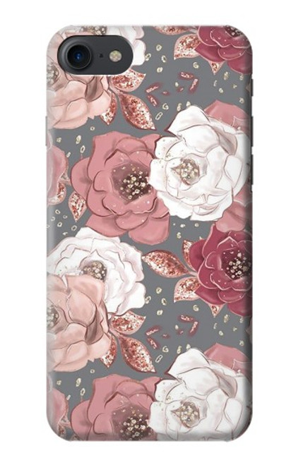 W3716 Rose Floral Pattern Hülle Schutzhülle Taschen und Leder Flip für iPhone 7, iPhone 8, iPhone SE (2020) (2022)