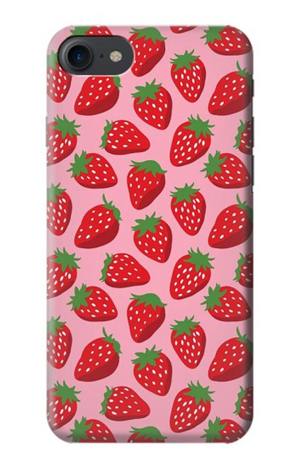 W3719 Strawberry Pattern Hülle Schutzhülle Taschen und Leder Flip für iPhone 7, iPhone 8, iPhone SE (2020) (2022)