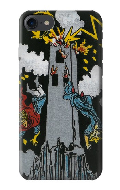 W3745 Tarot Card The Tower Hülle Schutzhülle Taschen und Leder Flip für iPhone 7, iPhone 8, iPhone SE (2020) (2022)