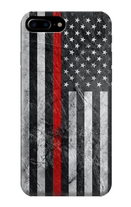 W3687 Firefighter Thin Red Line American Flag Hülle Schutzhülle Taschen und Leder Flip für iPhone 7 Plus, iPhone 8 Plus