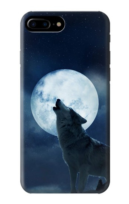 W3693 Grim White Wolf Full Moon Hülle Schutzhülle Taschen und Leder Flip für iPhone 7 Plus, iPhone 8 Plus