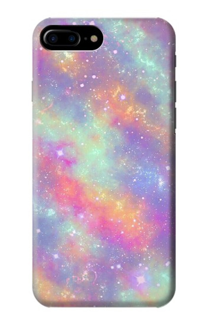W3706 Pastel Rainbow Galaxy Pink Sky Hülle Schutzhülle Taschen und Leder Flip für iPhone 7 Plus, iPhone 8 Plus