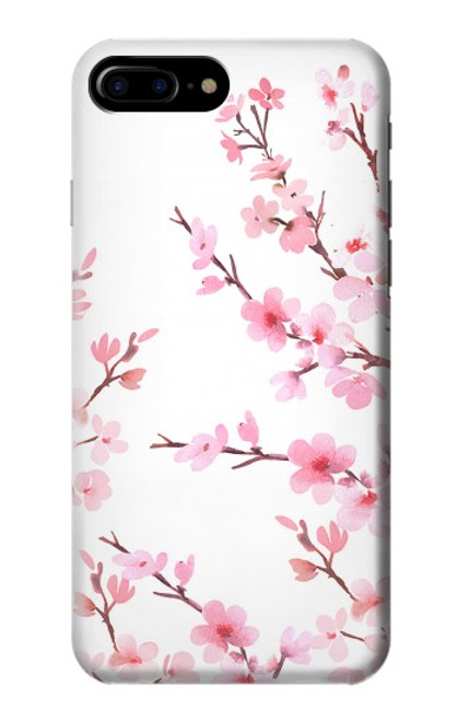 W3707 Pink Cherry Blossom Spring Flower Hülle Schutzhülle Taschen und Leder Flip für iPhone 7 Plus, iPhone 8 Plus