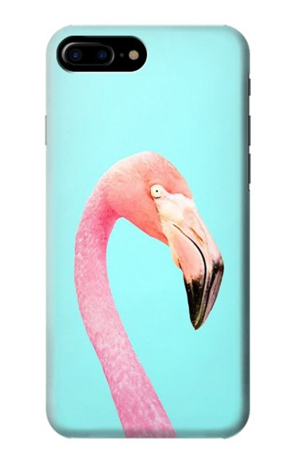 W3708 Pink Flamingo Hülle Schutzhülle Taschen und Leder Flip für iPhone 7 Plus, iPhone 8 Plus